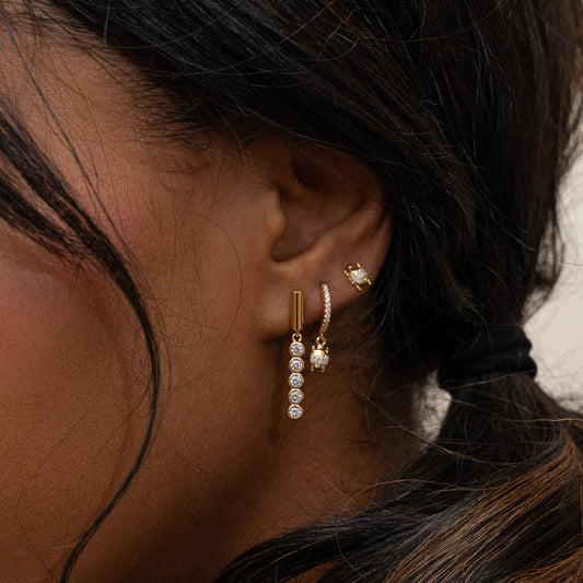 Beetle Ladybug Protection Rebirth Symbol CZ Dangle Hoop Earrings