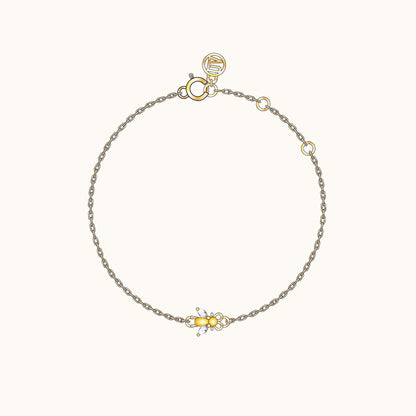 Dainty Bee Bracelet with White Stone