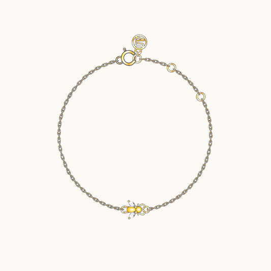 Dainty Bee Bracelet with White Stone