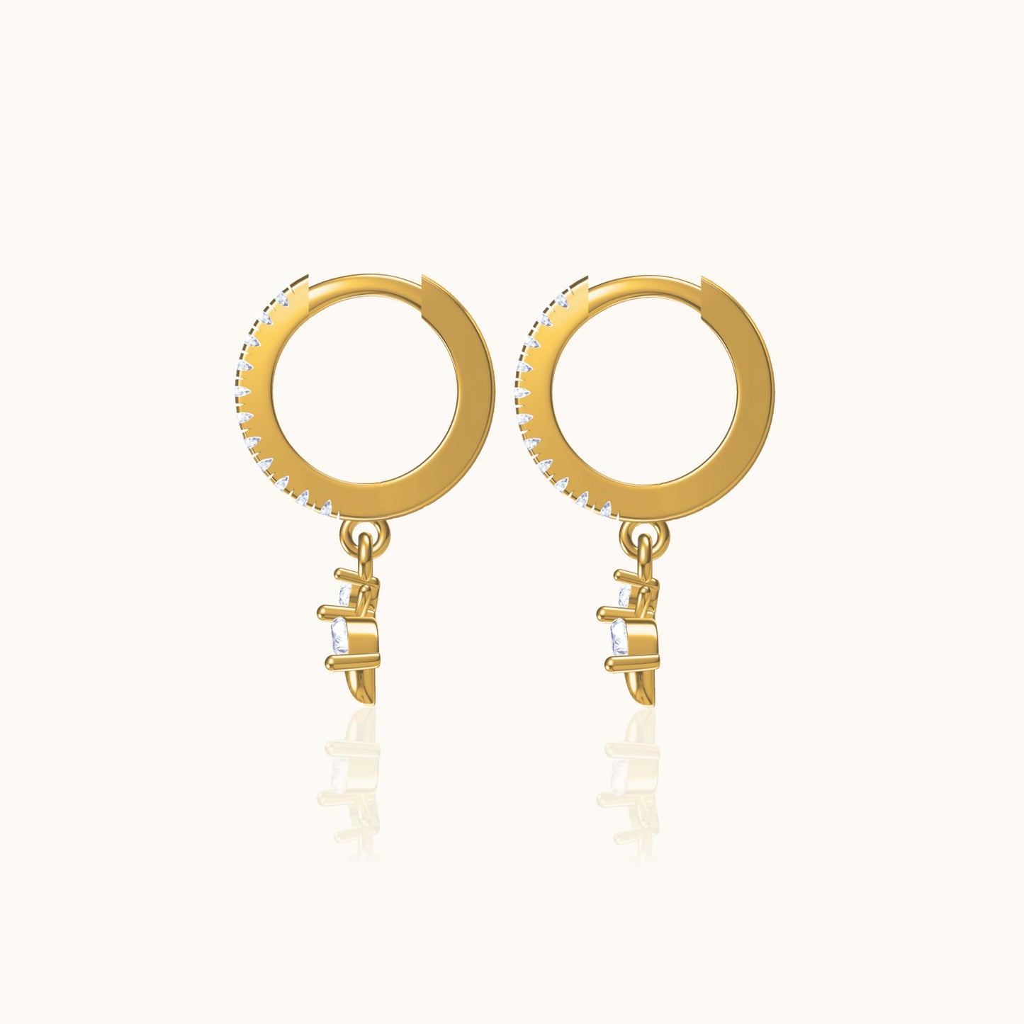 Dainty Bee Hoop Earrings with White Stone