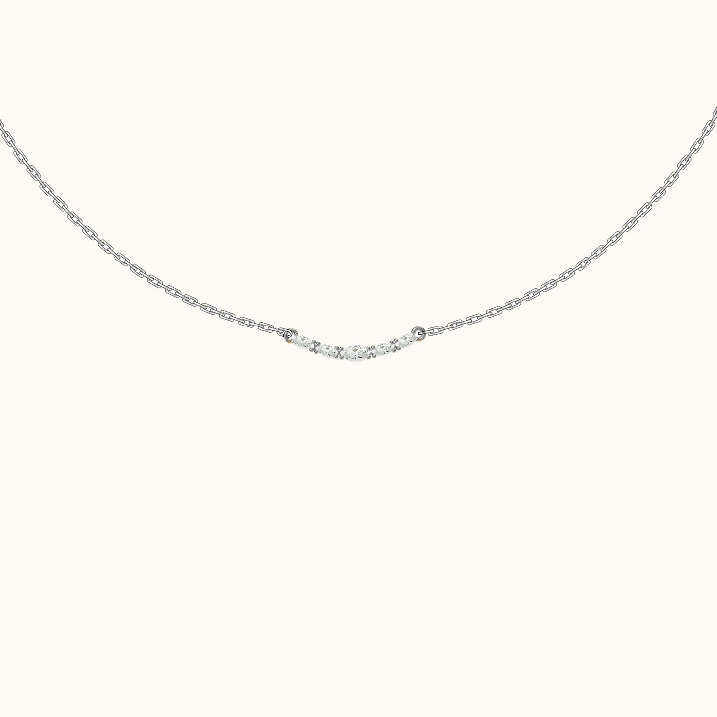 Dainty CZ Pave Smiley Bar Necklace