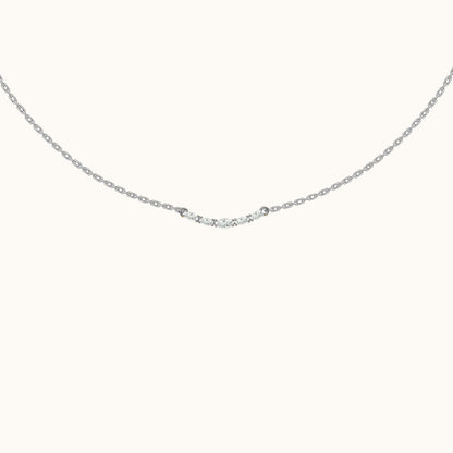 Dainty CZ Pave Smiley Bar Necklace