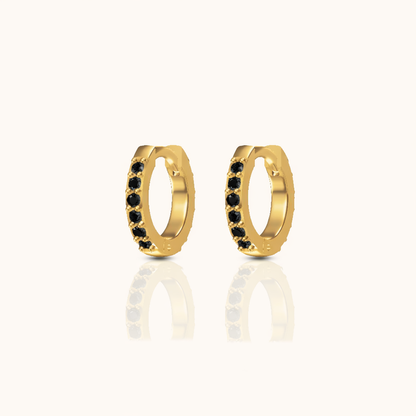 Dainty Black Zircon Huggie Hoops