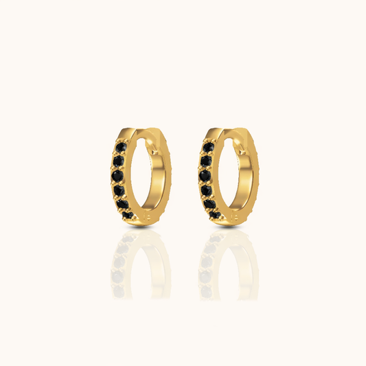 Dainty Black Zircon Huggie Hoops