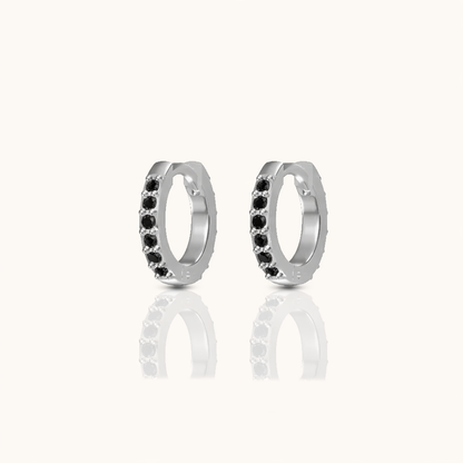 Dainty Black Zircon Huggie Hoops