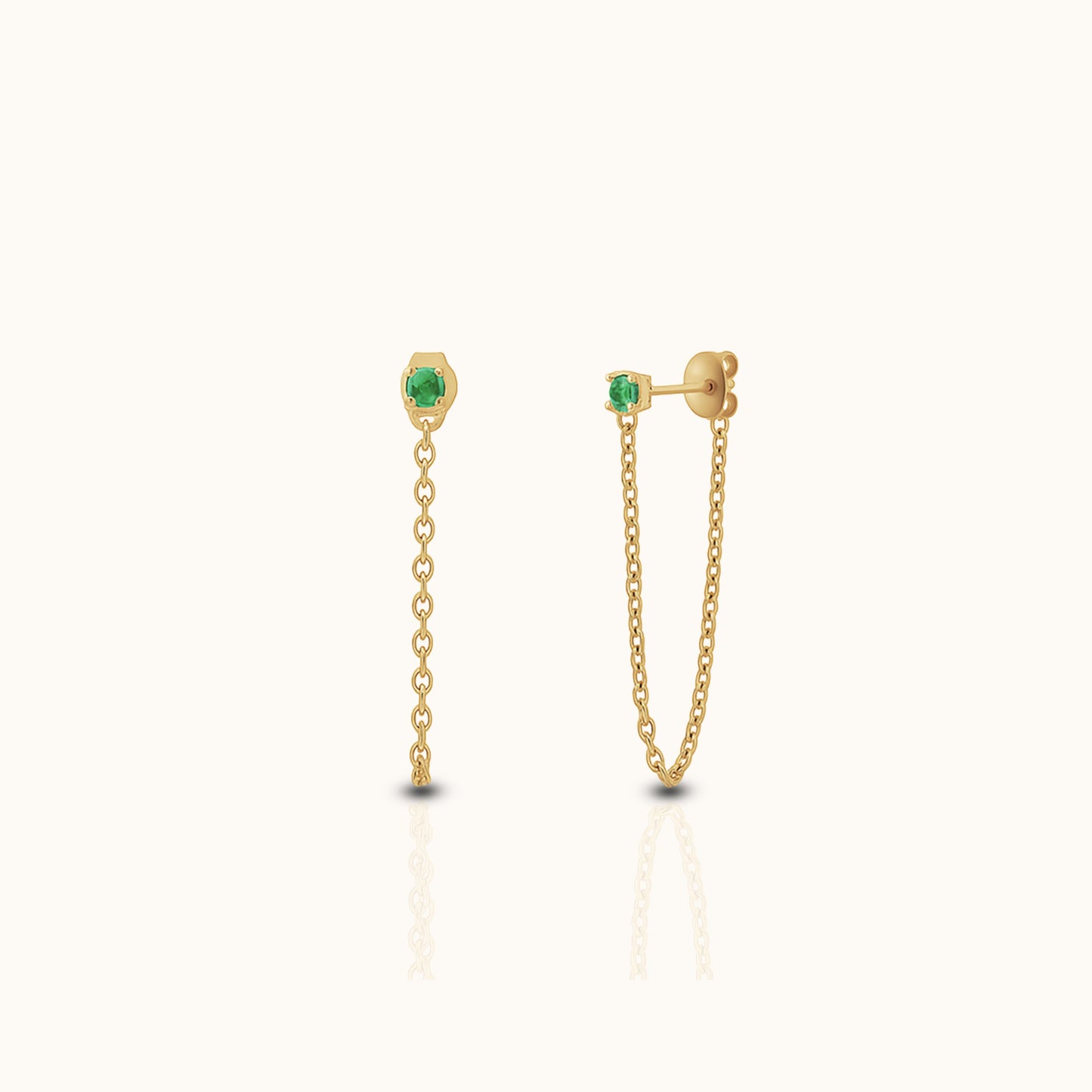 Dainty CZ Chain Stud Earrings