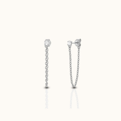 Dainty CZ Chain Stud Earrings