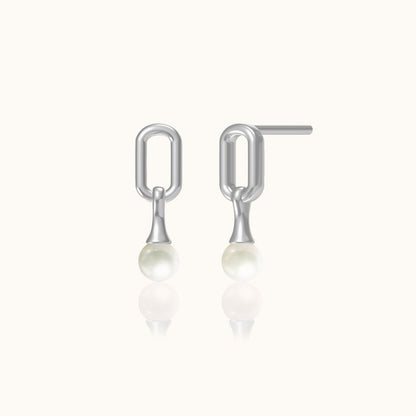 Dangle Natural Pearl Square Stud Earrings