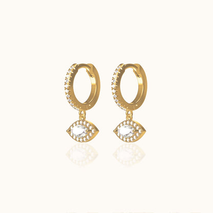 Dangle Eye CZ Pave Hoop Earrings