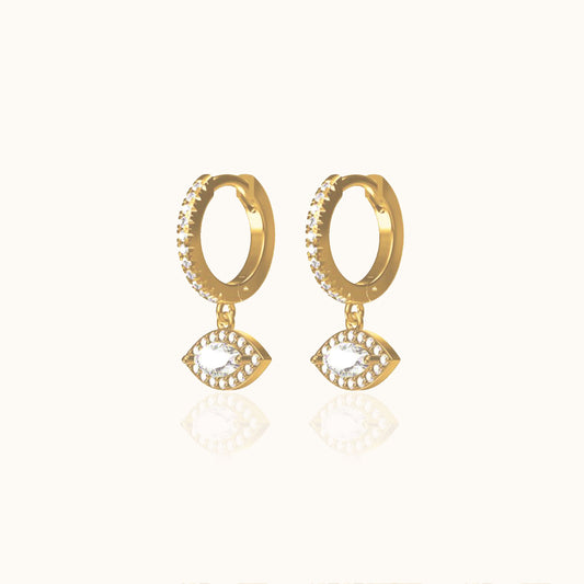 Dangle Eye CZ Pave Hoop Earrings