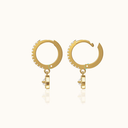 Dangle Eye CZ Pave Hoop Earrings