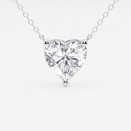2.00 CTW Floating Heart Shape Lab Grown Diamond Solitaire Pendant Necklace F/G VS1 AGI Certified in 14K White or Yellow Gold