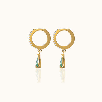 Dinosaur CZ Dangle Hoop Earrings