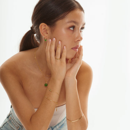 Green Jade Hoop Earrings