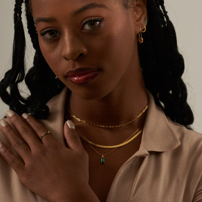 Sage Green Rectangle Gem Necklace