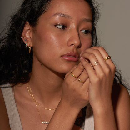 Overlap CZ Titanium PVD Gold Band Ring