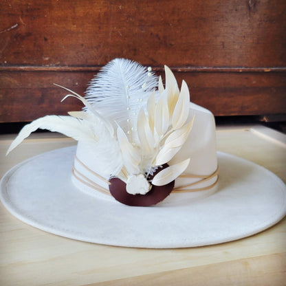 Boho Western Wedding Floral Bridal Hat Band Only w/ White Turquoise 987h