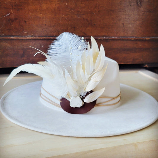 Boho Western Wedding Floral Bridal Hat Band Only w/ White Turquoise 987h