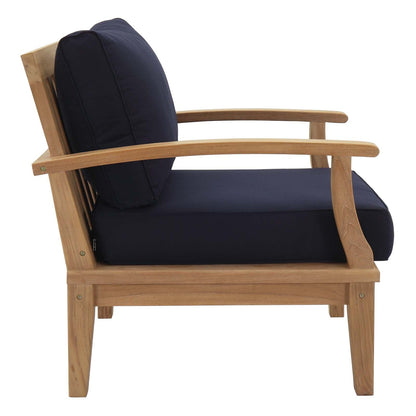 Patio Teak Set - Patio Elegance Marina 10-Piece Outdoor Set with Navy Cushions