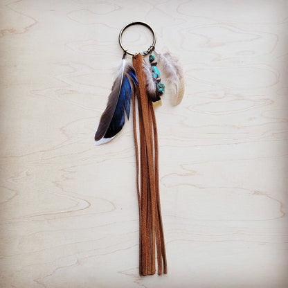 Boho Western Boot Bling Charm with Leather Fringe 500a