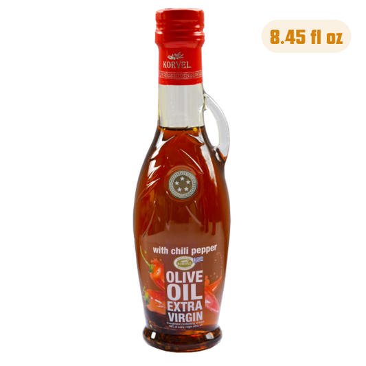 KORVEL Greek Extra Virgin Olive Oil with Chili Pepper - 8.45 fl oz