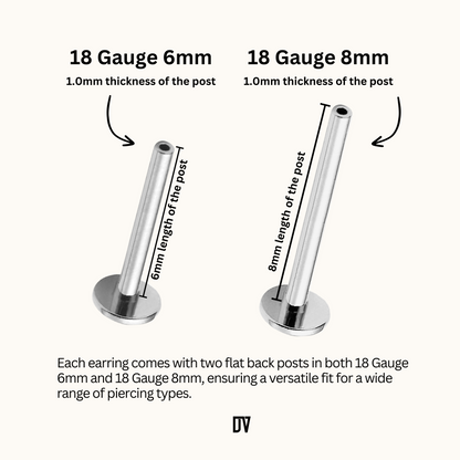Rectangle CZ Threadless Labret Titanium Flat Back Earring