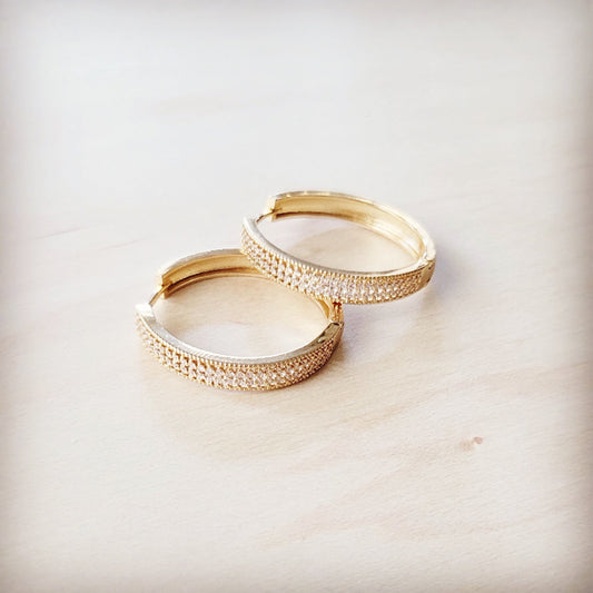 Indulgent Pave Eternity Gold Hoop Earrings 219cm