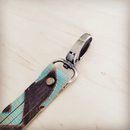 Turquoise Laredo Genuine Leather Key Clain/ Purse Clip 703p