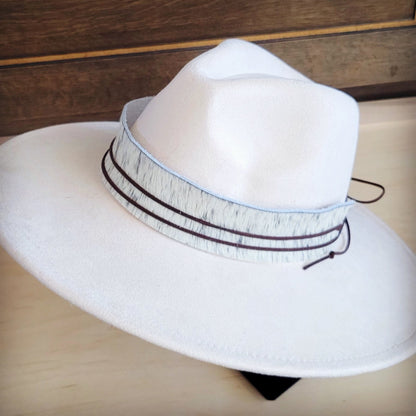 Wide Genuine Hair Hide White Spotted Hat Band Only 954d
