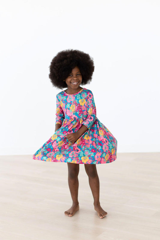 SALE Feeling Floral 3/4 Sleeve Pocket Twirl Dress