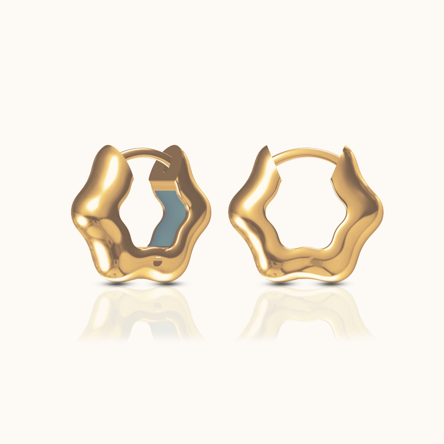 Floral Hexagon Chubby Hoop Earrings