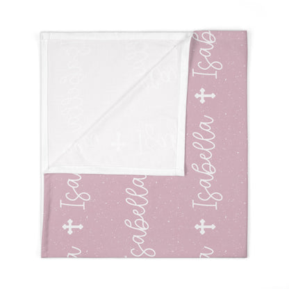 Personalized Pink Baby Name Swaddle Blanket