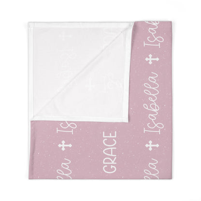 Personalized Pink Baby Name Swaddle Blanket