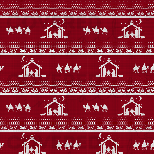 Christmas Nativity Crushed Velvet Blanket