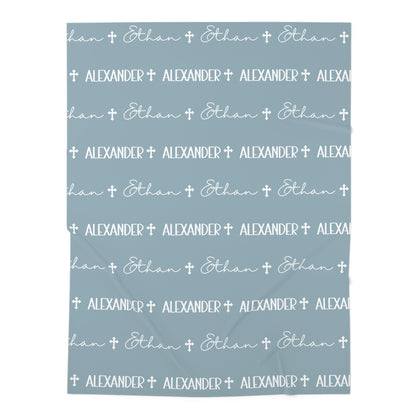 Personalized Blue Baby Name Swaddle Blanket
