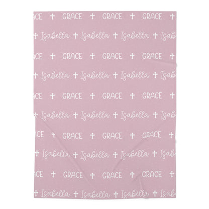 Personalized Pink Baby Name Swaddle Blanket