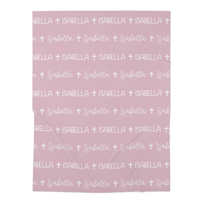 Personalized Pink Baby Name Swaddle Blanket