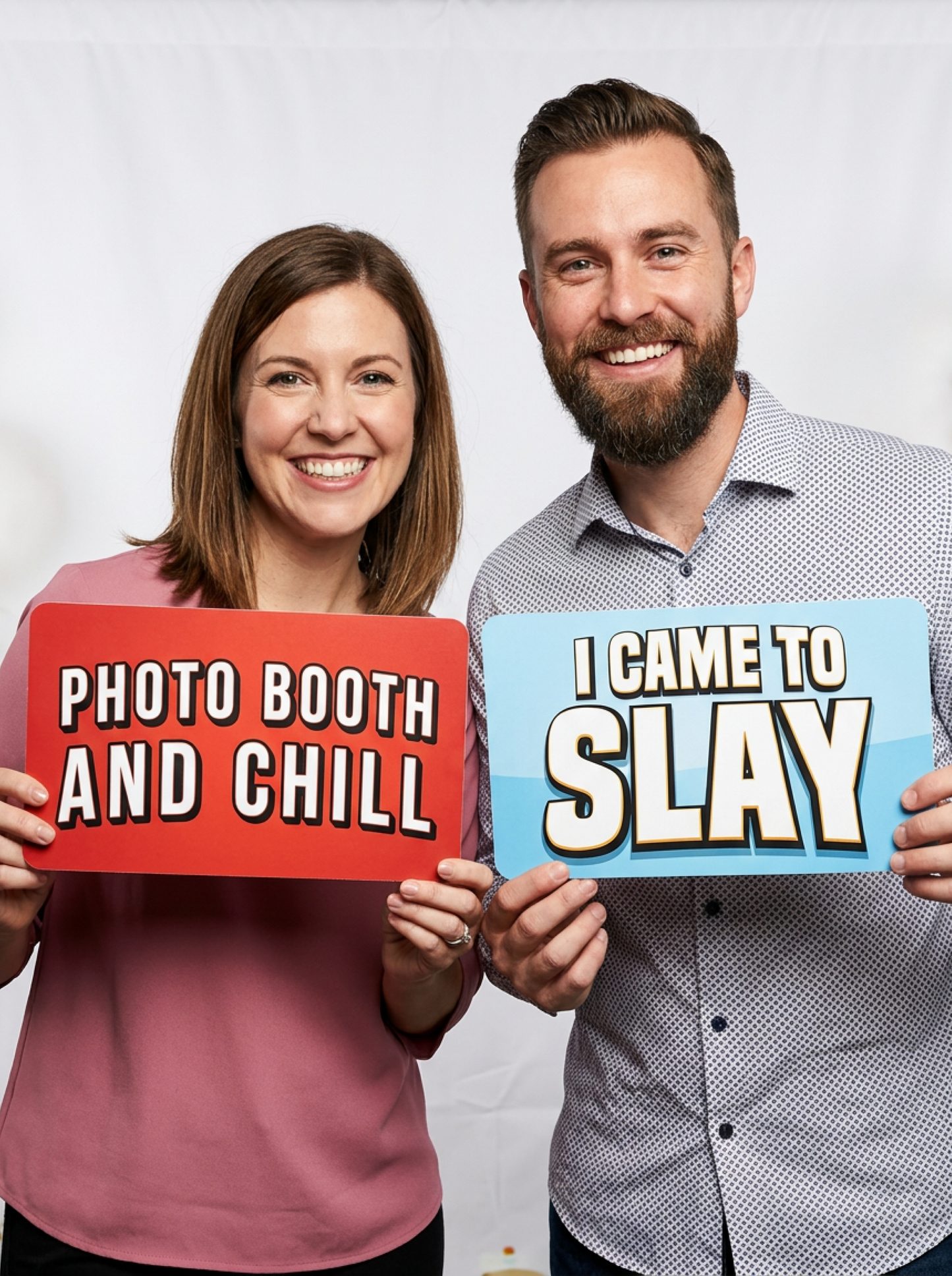 Funny Party Photo Booth Props - 6 Double-Sided PVC Signs