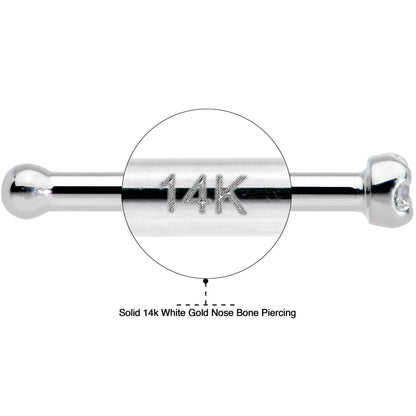18G Solid 14k White Gold 1.5mm Genuine Diamond Nose Bone