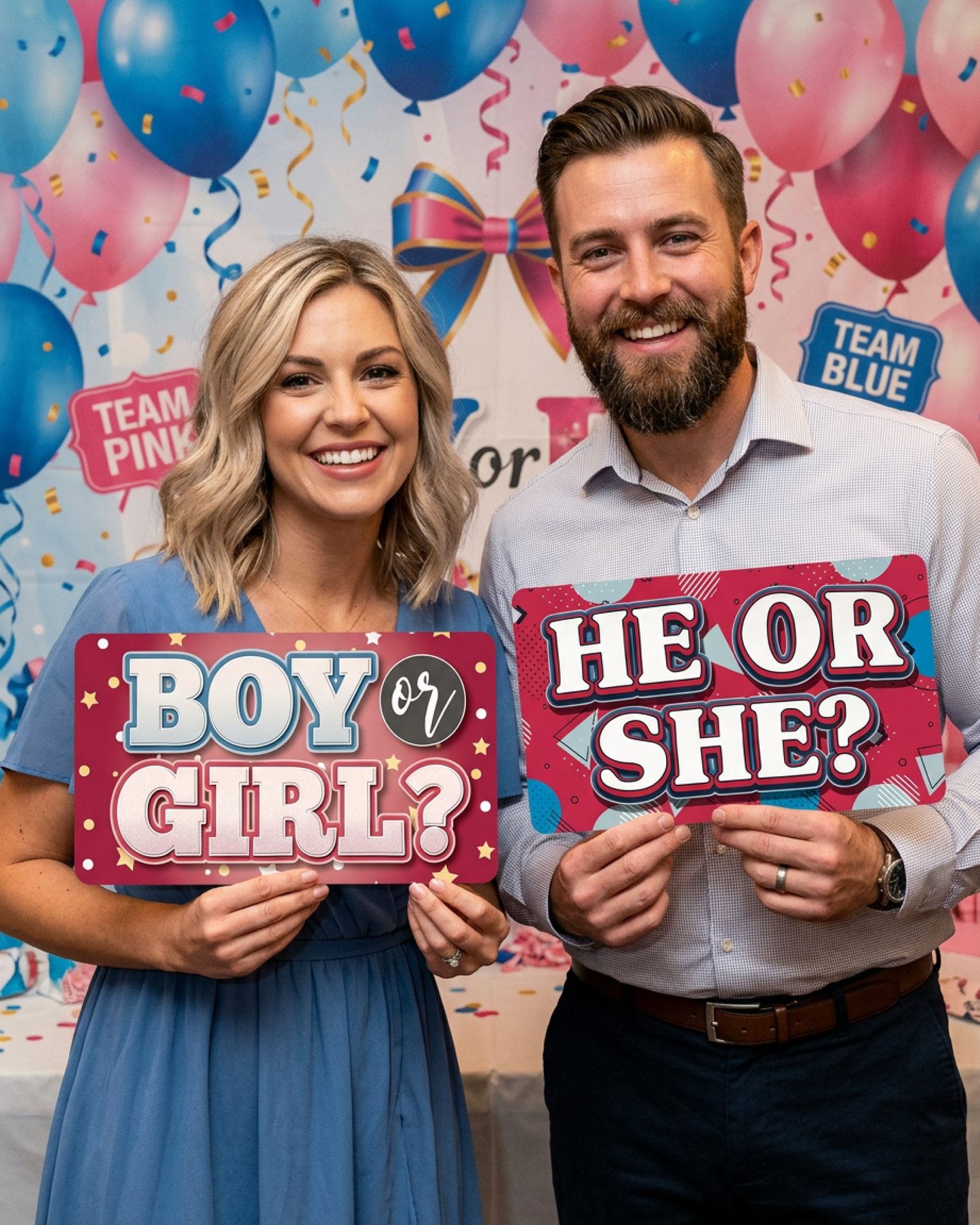 Gender Reveal Photo Booth Props - 12 Reusable Signs