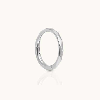 Geometric Cut Clicker Titanium Hinged Hoop Earring