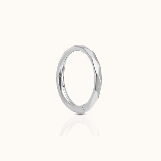 Geometric Cut Clicker Titanium Hinged Hoop Earring