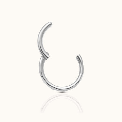 Geometric Cut Clicker Titanium Hinged Hoop Earring