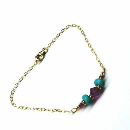 Handmade Gold Filled Pink Turquoise Gemstone Bracelet