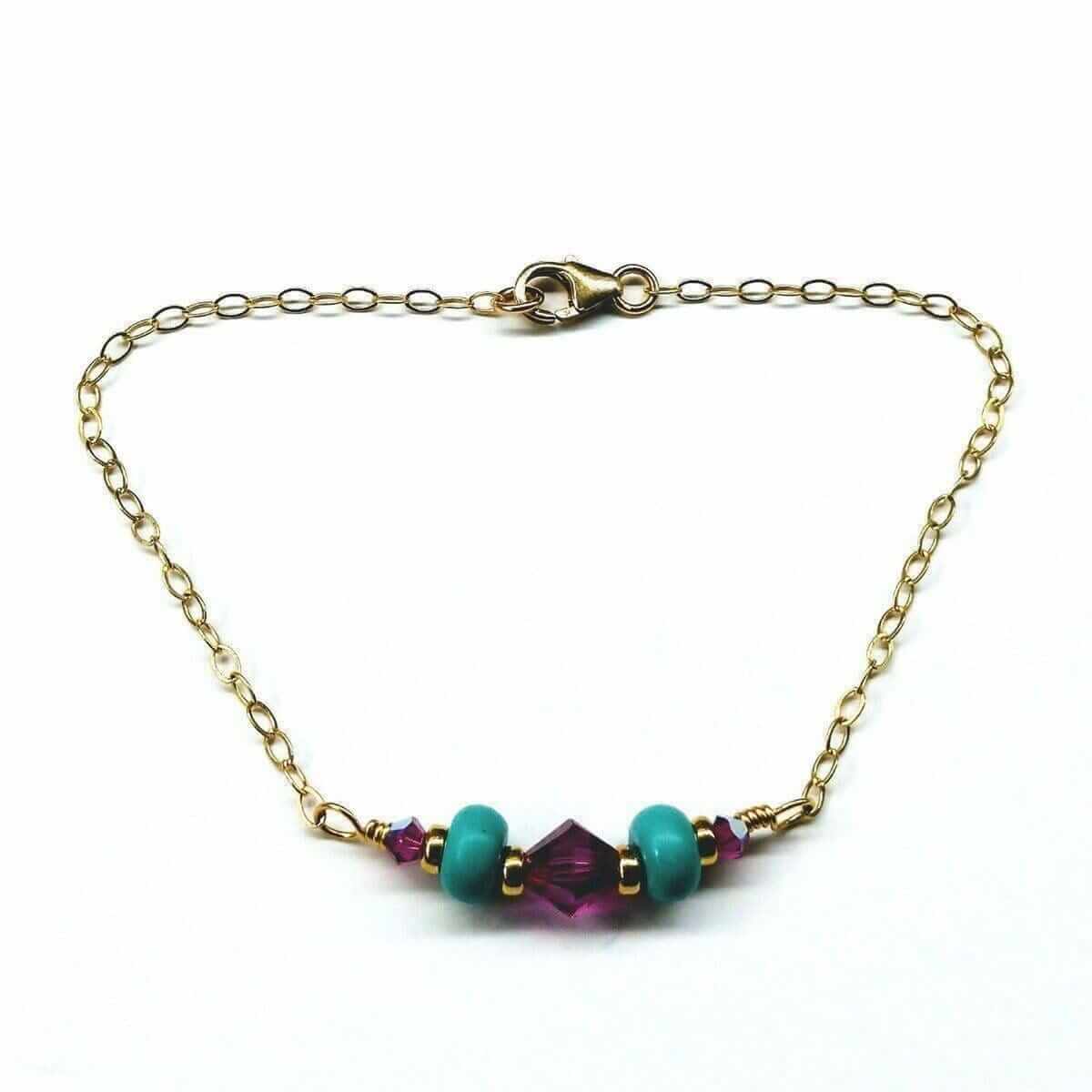 Handmade Gold Filled Pink Turquoise Gemstone Bracelet