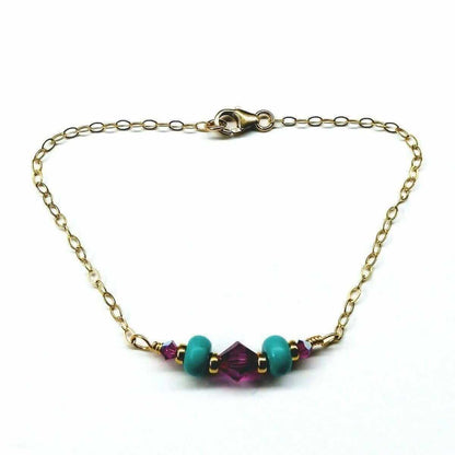 Handmade Gold Filled Pink Turquoise Gemstone Bracelet