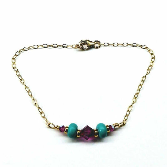 Handmade Gold Filled Pink Turquoise Gemstone Bracelet
