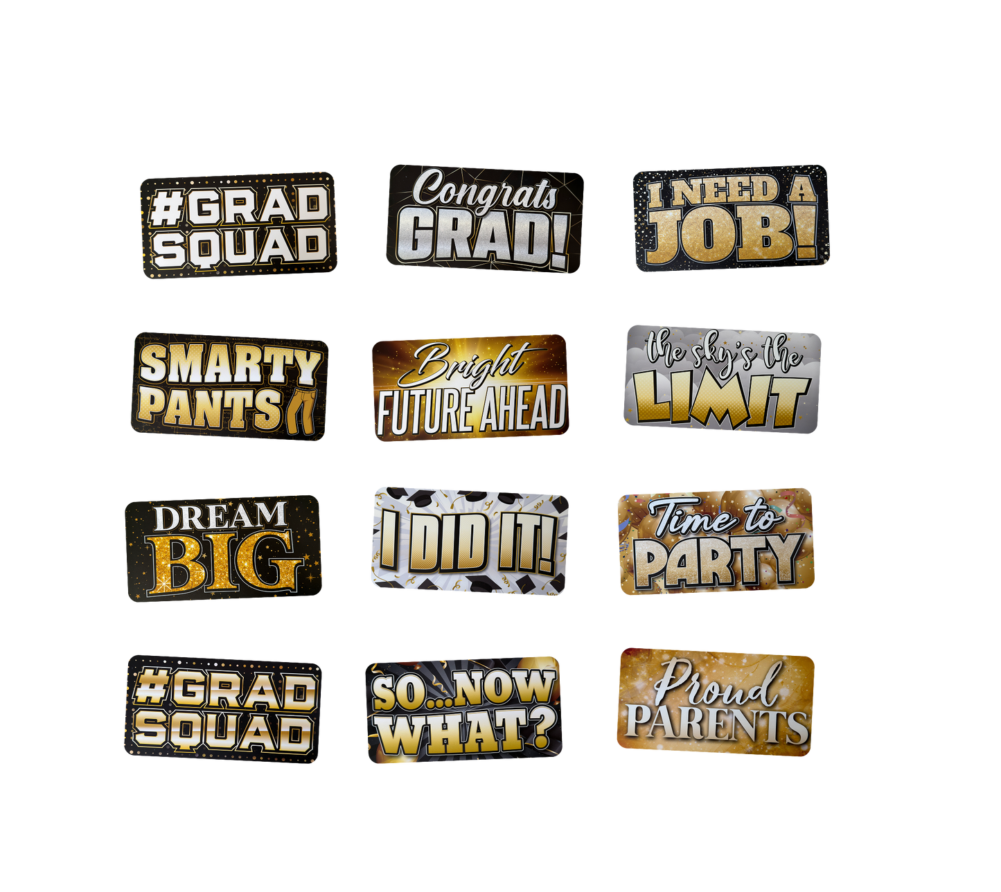 Graduation Photo Booth Props - Double-Sided Signs (6 Pack)