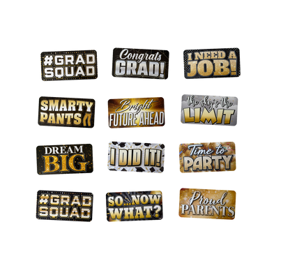 Graduation Photo Booth Props - Double-Sided Signs (6 Pack)