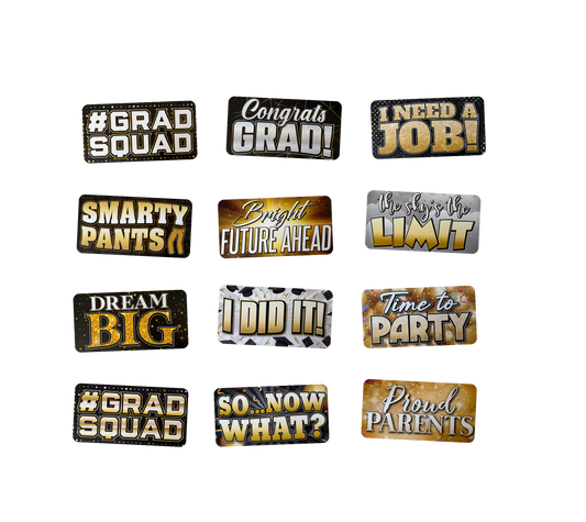 Graduation Photo Booth Props - Double-Sided Signs (6 Pack)